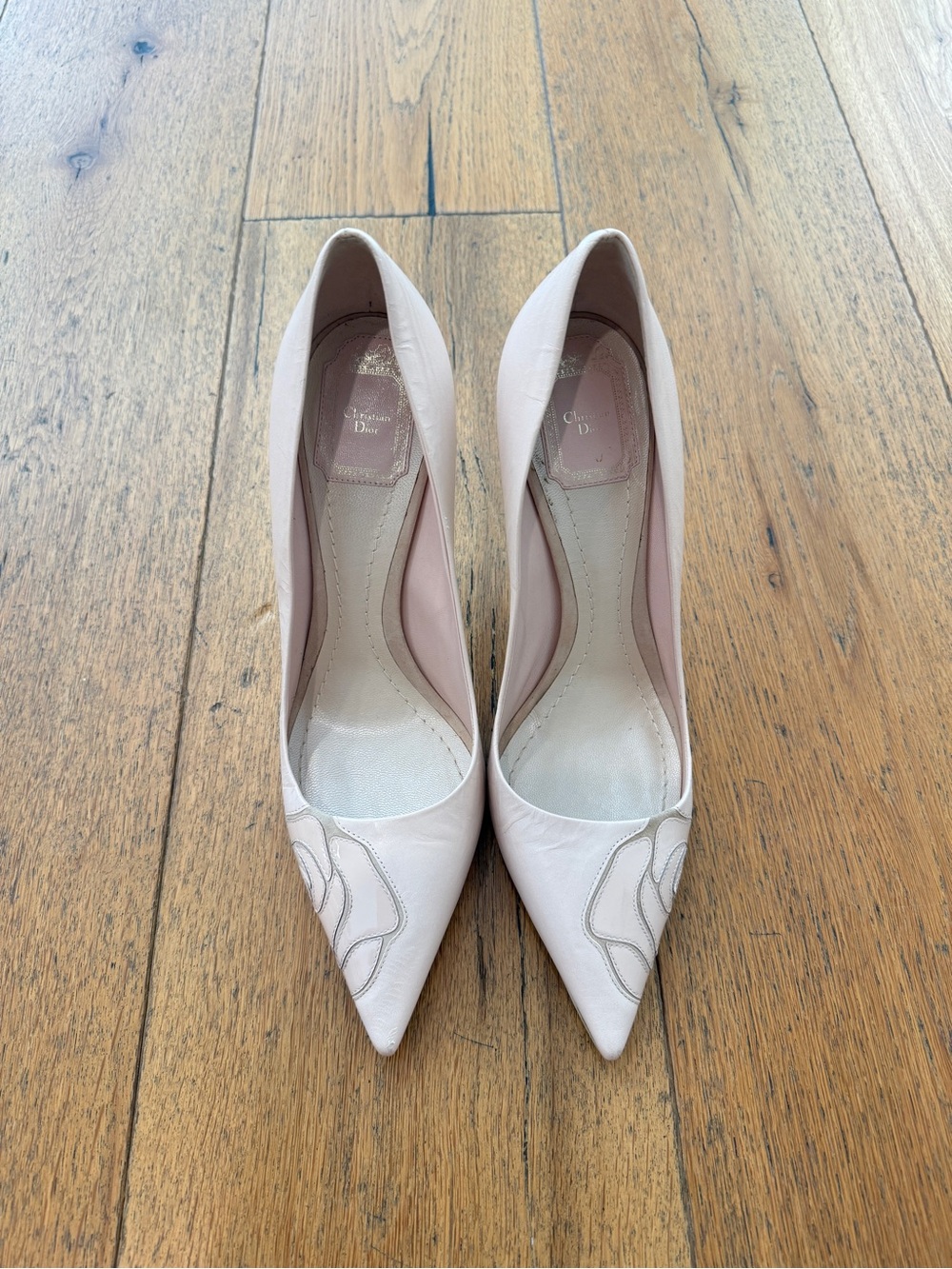 *Extremely Rare* Dior by Raf Simons Blush Pink Floral Pointed-Toe Leather Pumps